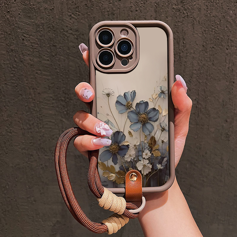 Phone Cases Blue - Casing Ponsel Tali Lanyard Bunga Biru