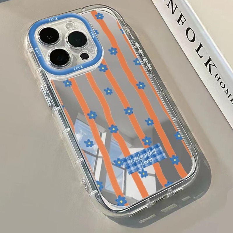 Phone Cases Blue - Casing Ponsel Motif Bunga Bergaris Biru