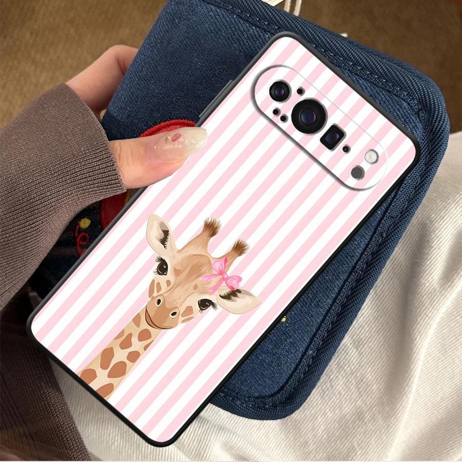 Google Pixel 9 - Casing Penutup Ponsel Funda Jerapah Kartun