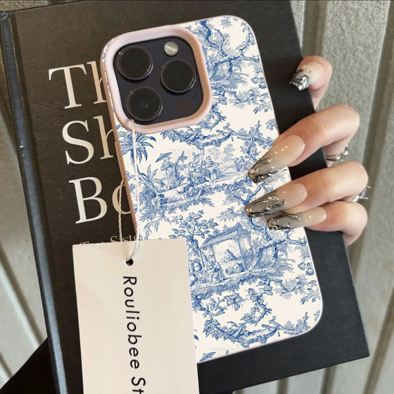 Phone Cases Blue - Casing Ponsel Porselen Biru Putih Fashion