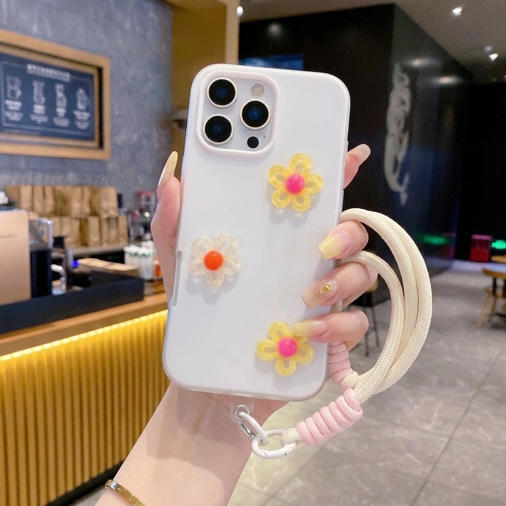 Phone Cases Diy - Casing Ponsel Putih Dengan Tali Gantung
