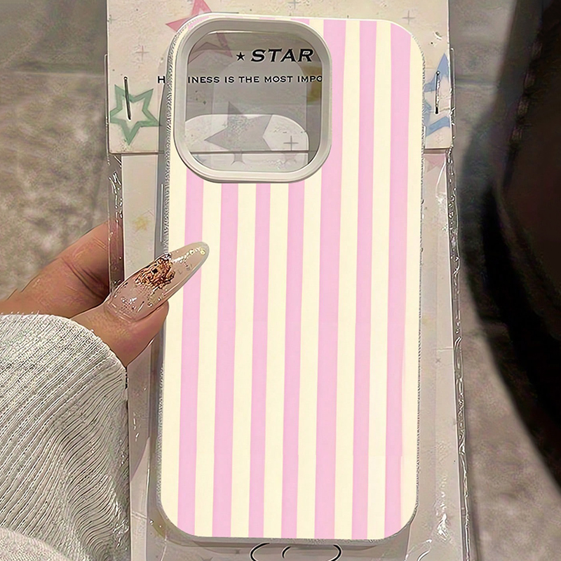 Phone Cases Pink - Casing Ponsel Motif Leci Garis Vertikal