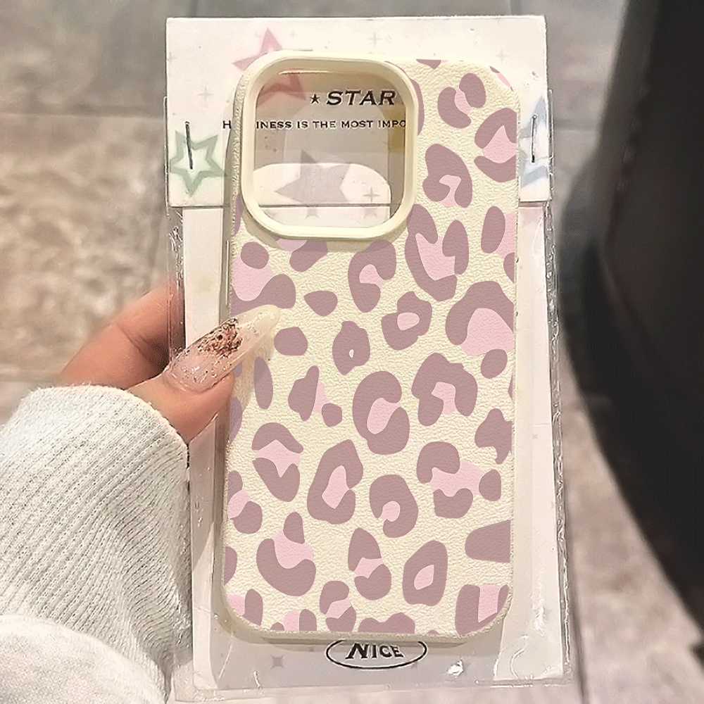 Phone Cases Leopard Print - Casing Ponsel Motif Leopard Ungu Muda
