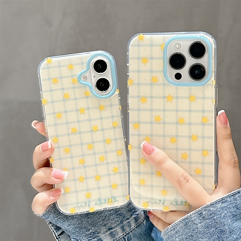 Phone Cases Store - Casing Ponsel Motif Kotak-kotak Bintang Kuning