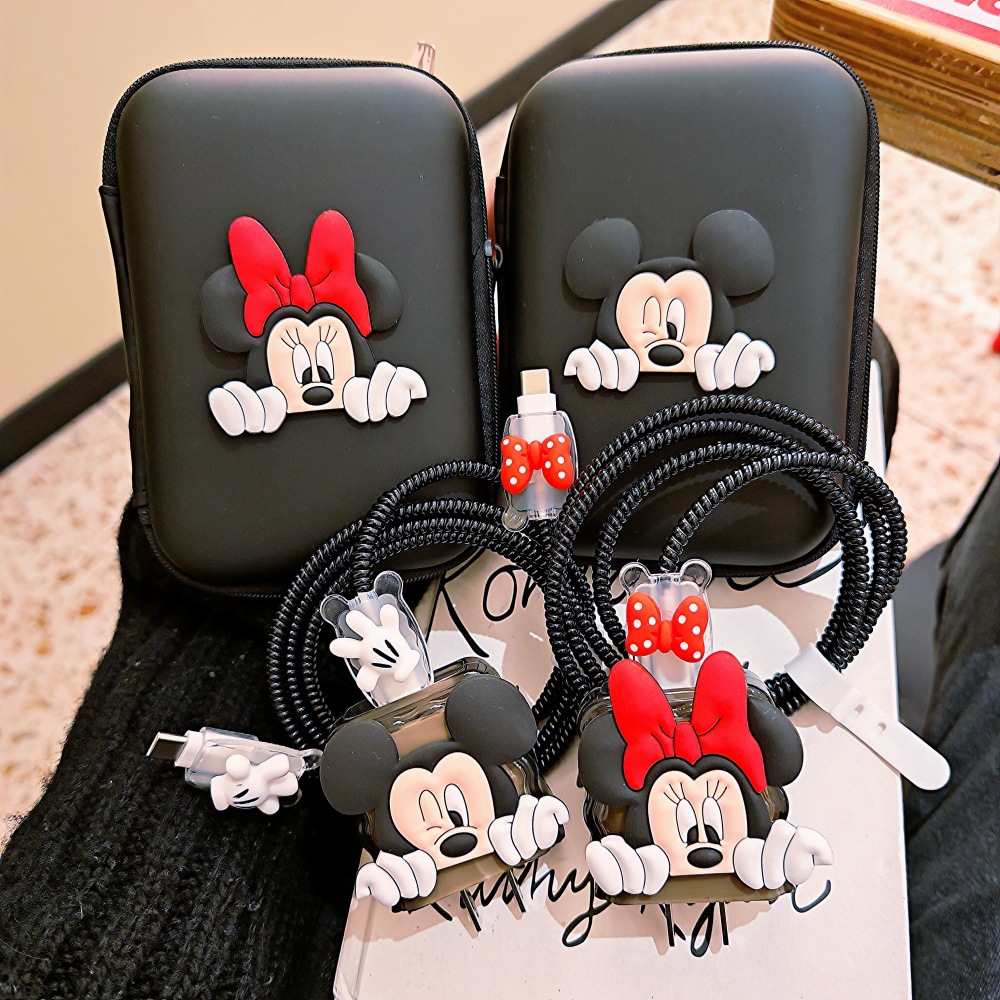 Phone Cases Rubber - Pelindung Kabel Mickey Minnie yang Lucu