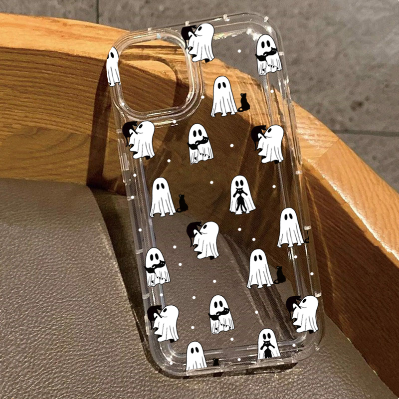 Phone Cases Store - Casing Bening Gambar Hantu & Bunga