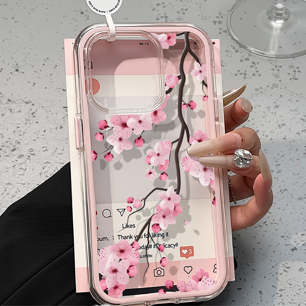 Phone Cases Pink - Casing Bunga Pink 2in1 Untuk iPhone