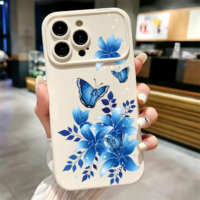 Phone Cases Store - Casing Ponsel Motif Bunga Kupu-Kupu Biru