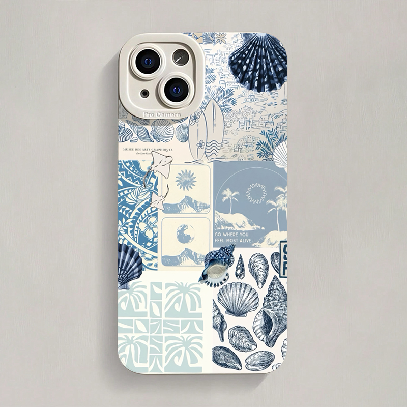 Phone Cases Blue - Casing Ponsel Motif Kerang Laut, Rumput