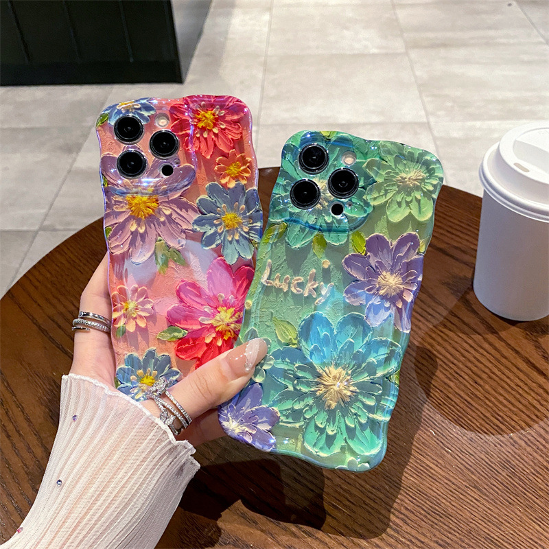 Phone Cases Blue - Casing HP Silikon Bergelombang Motif Lukisan