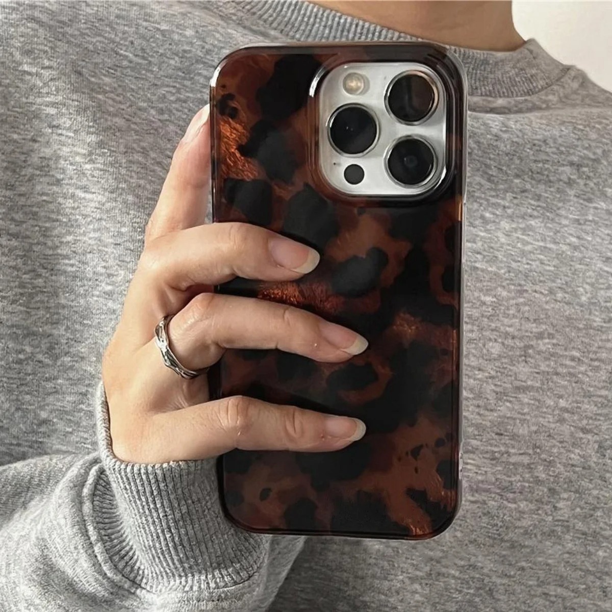 Casing HP Laser Tekstur Amber  - Phone Cases Leopard Print ulasan dan harga