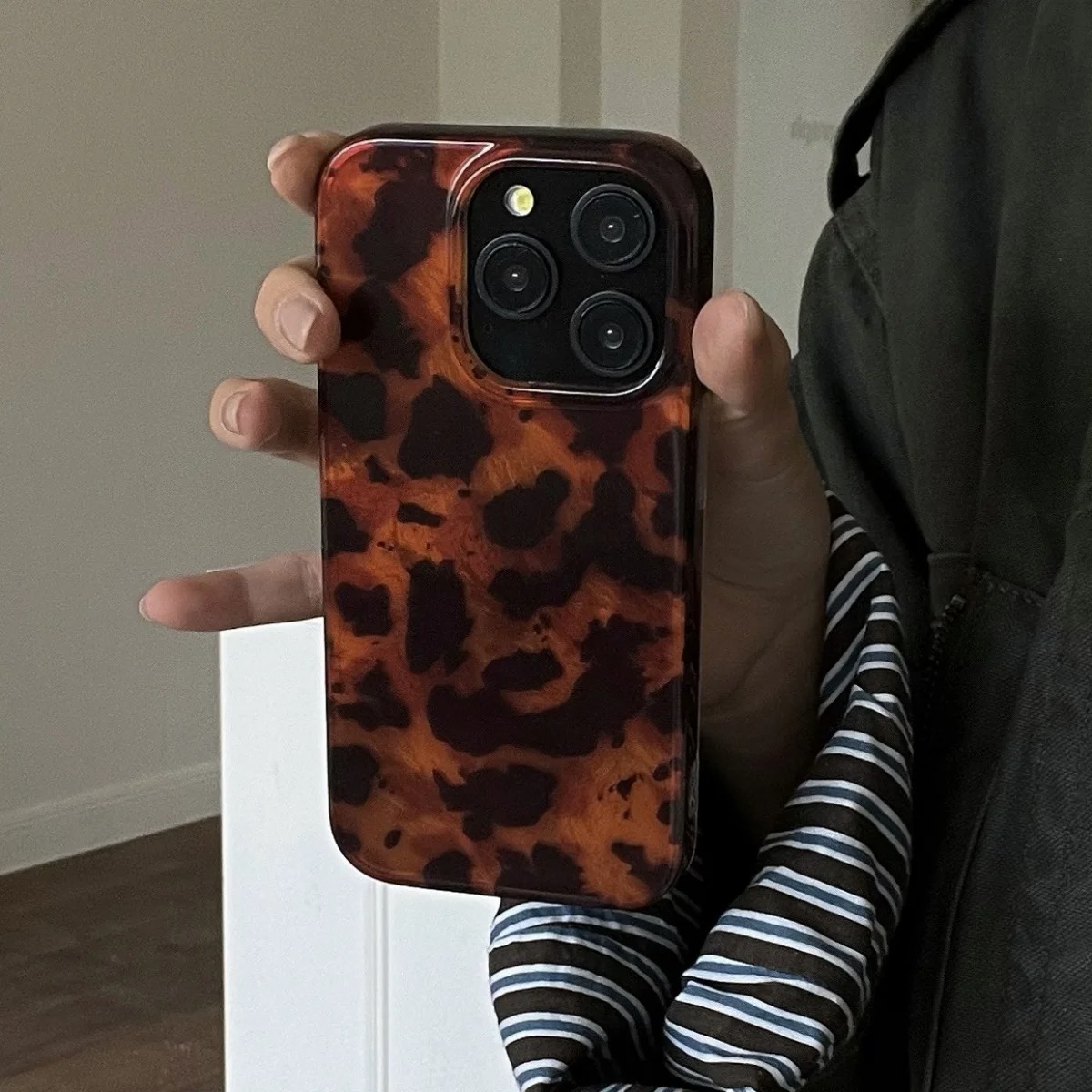 Casing HP Laser Tekstur Amber  - Phone Cases Leopard Print ulasan dan harga